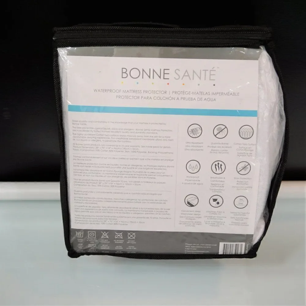 Playgro Bonne Sante Twin Mattress Protector Cotton Terry White